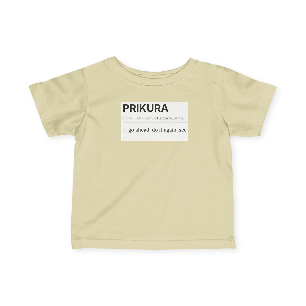 Infant tee with Prikura dictionary entry graphic