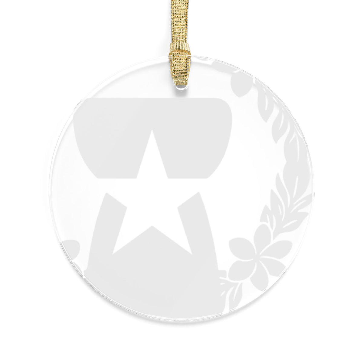 Clear acrylic ornament with latte stone and mwar mwar design