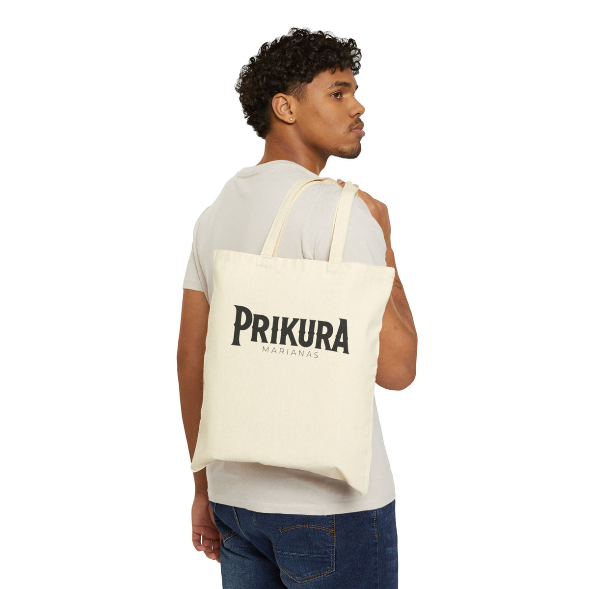 PRIKURA canvas tote, handle detail