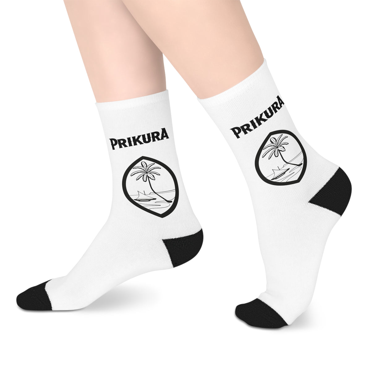 Guam Prikura crew socks, flat lay