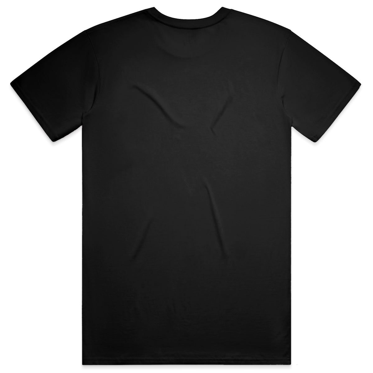 Black adult tee with white Leche logo, folded