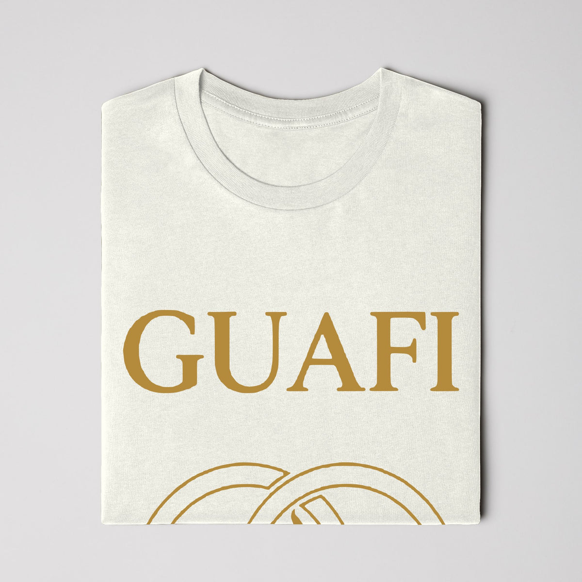 Natural youth tee with gold Guafi logo, back view