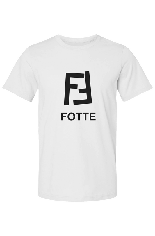 White adult tee with black Fotte logo