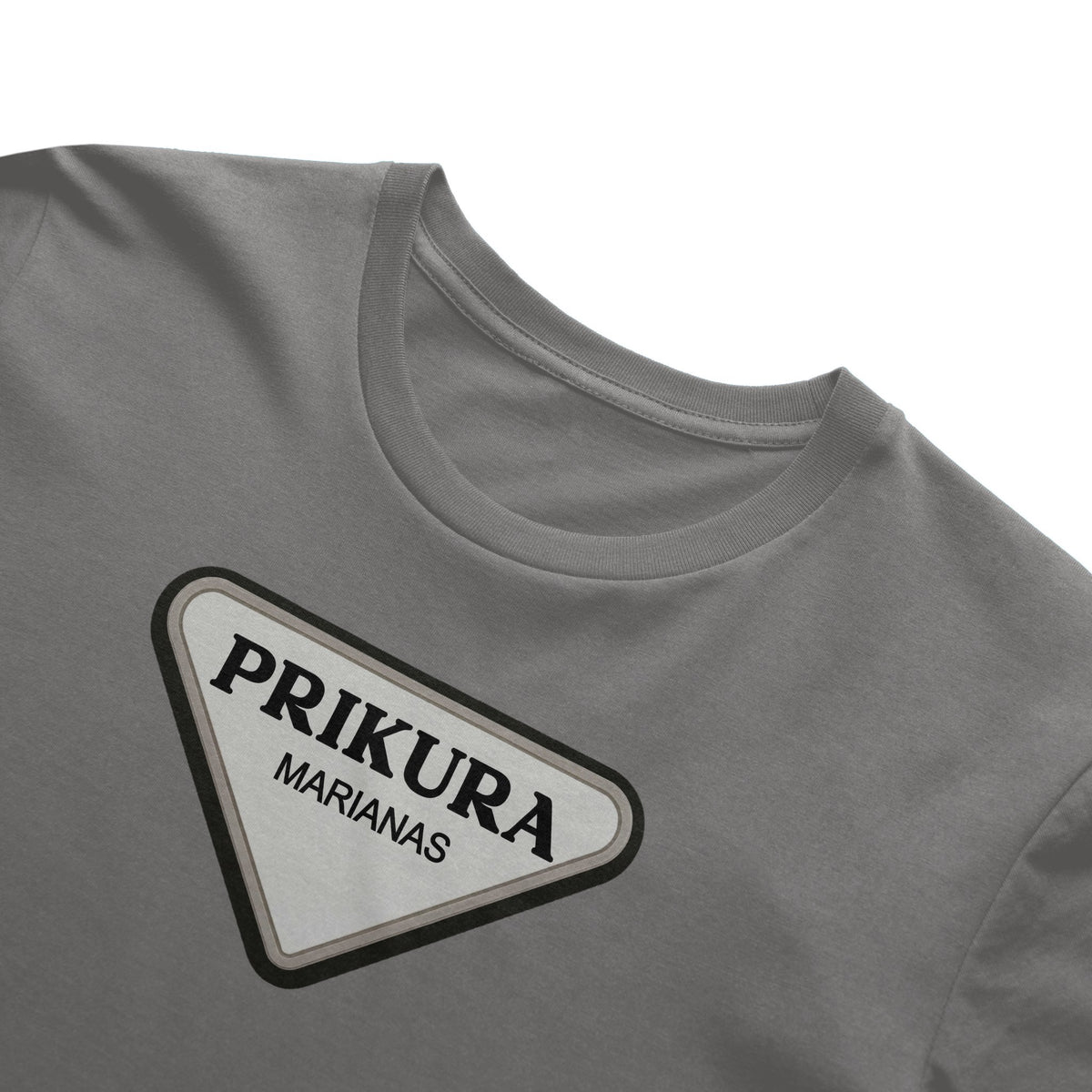 Storm adult tee with Prikura logo, side view