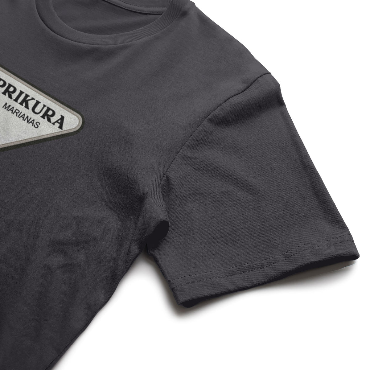 Adult tee with Prikura logo, back view