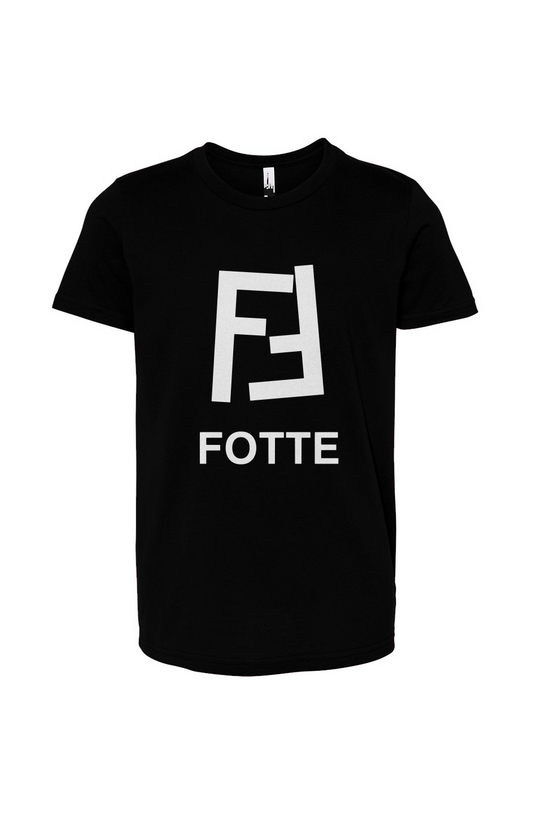 Black youth tee with white Fotte logo