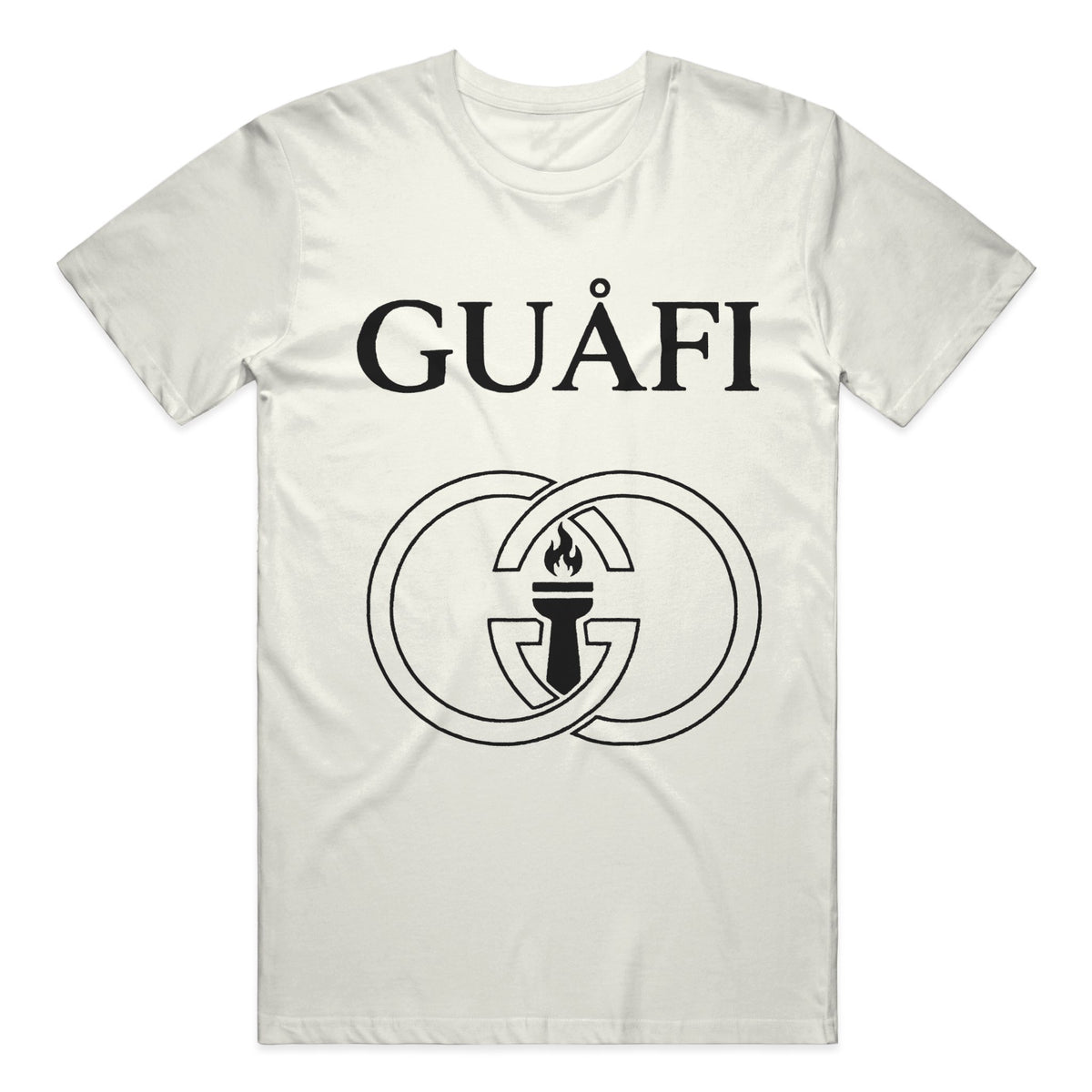 Natural adult tee with black Guafi logo