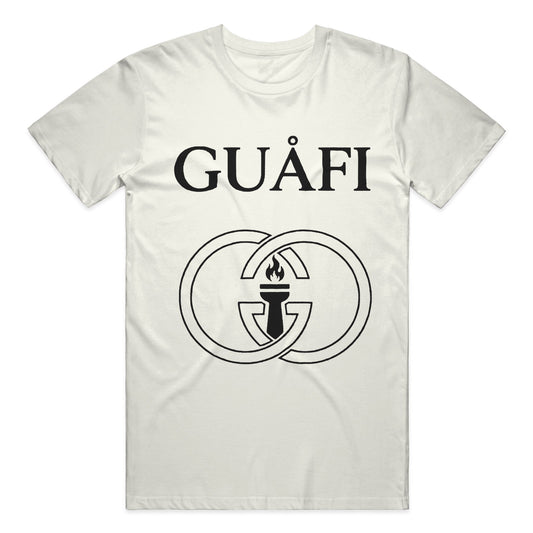 Natural adult tee with black Guafi logo