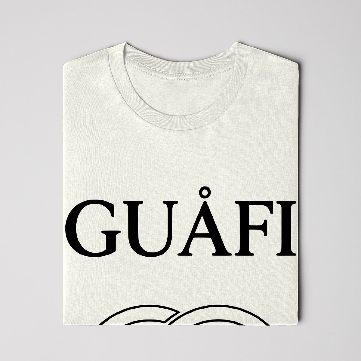 Natural adult tee with black Guafi logo, back view