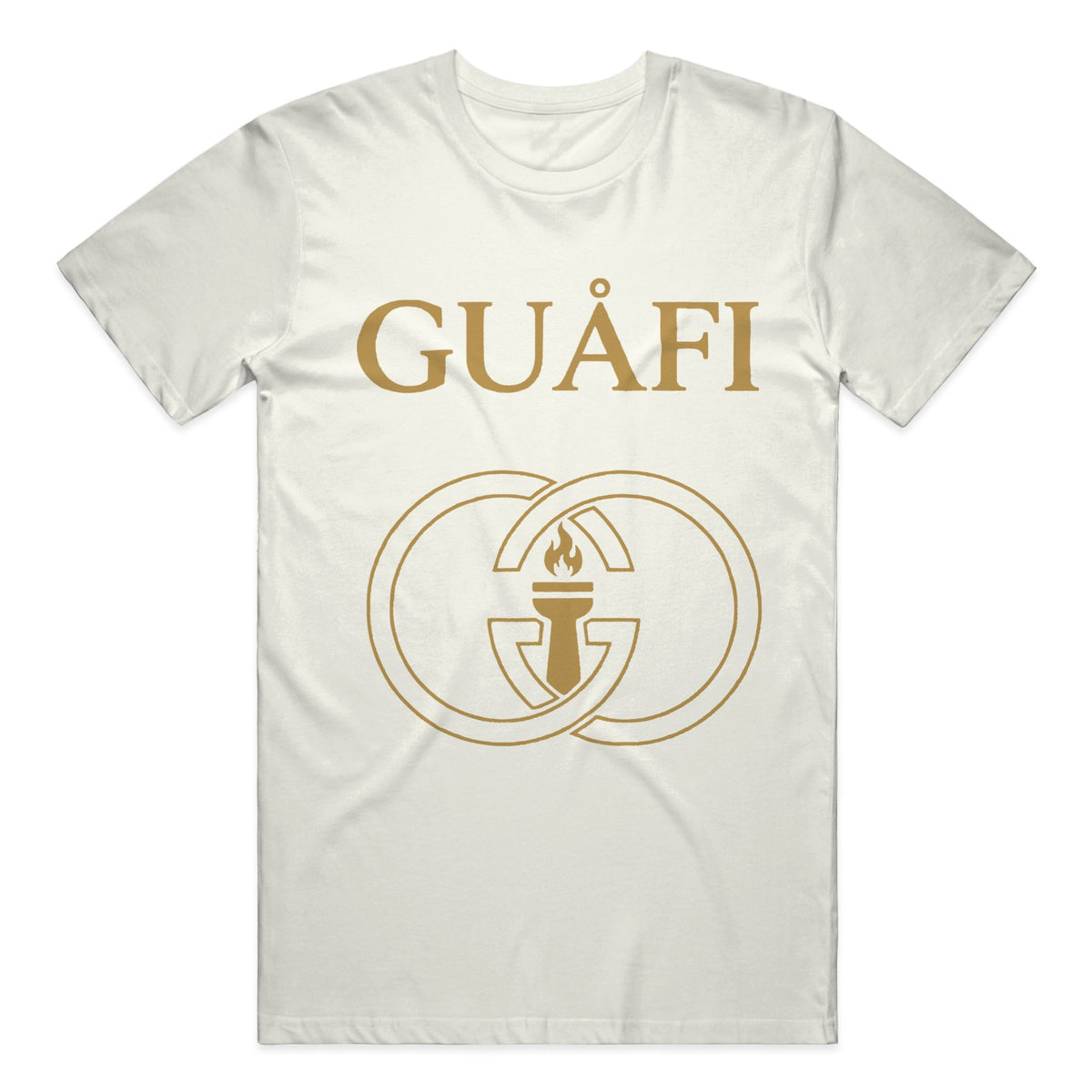 Natural youth tee with gold Guafi logo