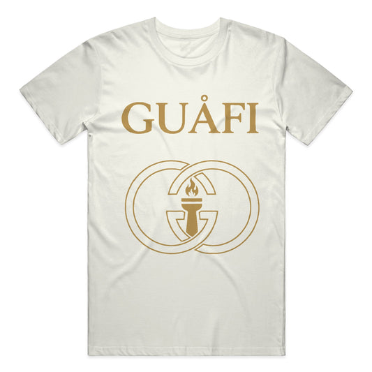 Natural youth tee with gold Guafi logo