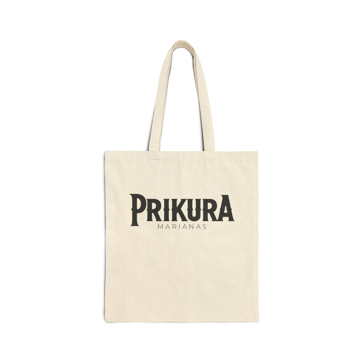 Natural canvas tote bag with PRIKURA wordmark