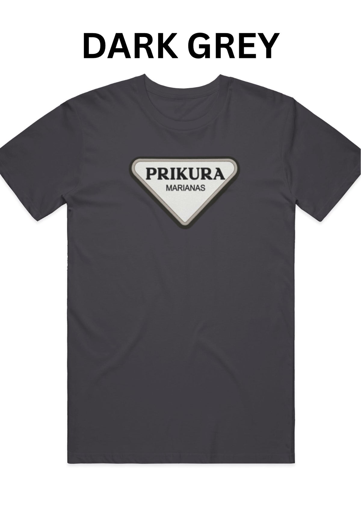 Adult tee with Prikura logo, worn