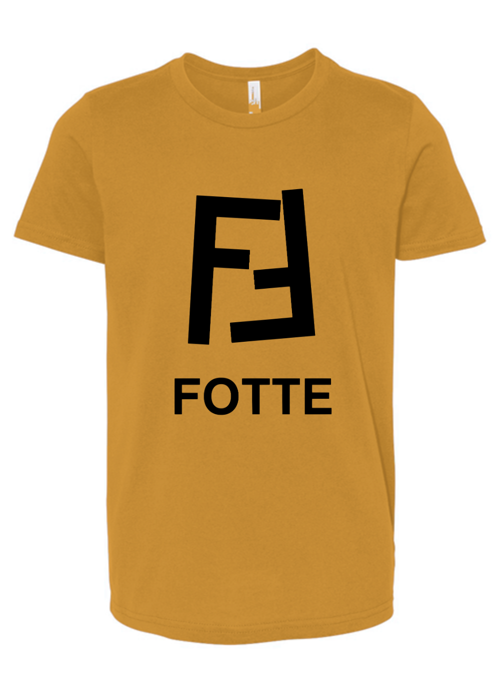 Mustard youth tee with black Fotte logo